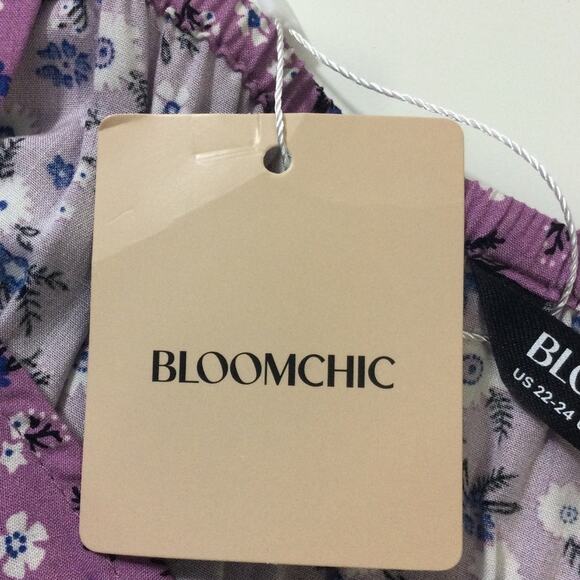 BLOOMCHIC 22-24 3X Plus Lilac Floral Sweetheart Neck Pocket Midi Dress NWT B89 - Picture 9 of 11